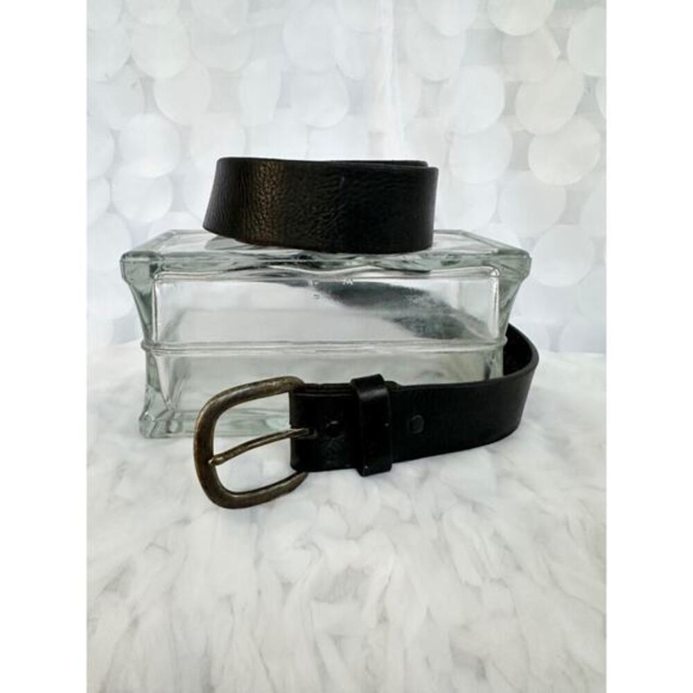 JUSTIN Mens size 40 Black Genuine Leather Belt PEBBLED 1.5" Chunky Buckle USA